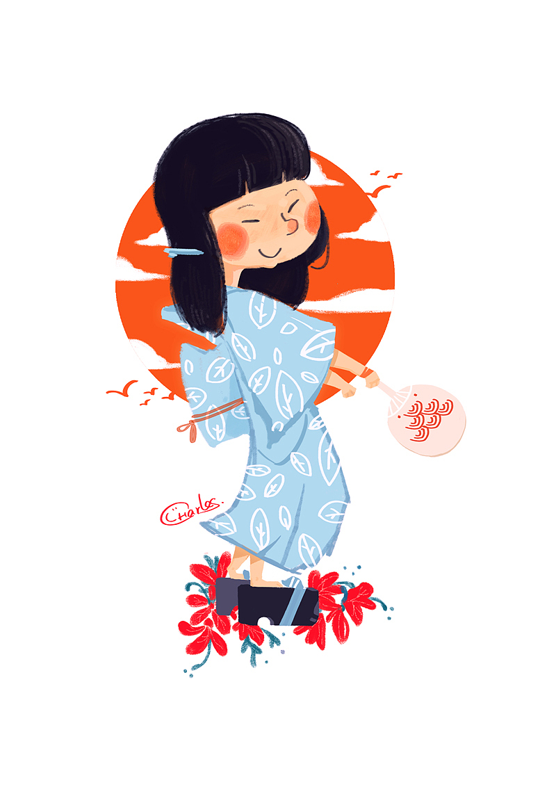 和风系列（图ZMTUzNTYzNjg=） - 儿童插画 - 站酷设计师查尔斯的FOX星球原创素材 - 站酷ZCOOL