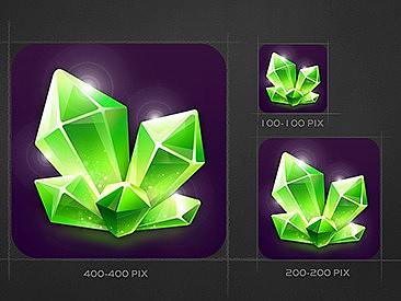 游戏宝石图标教程-海洋手绘icon