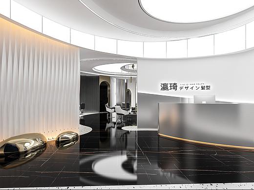 【尺寸设计】现代大都会理发店设计发廊设计