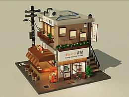 日系书店-C4D渲染