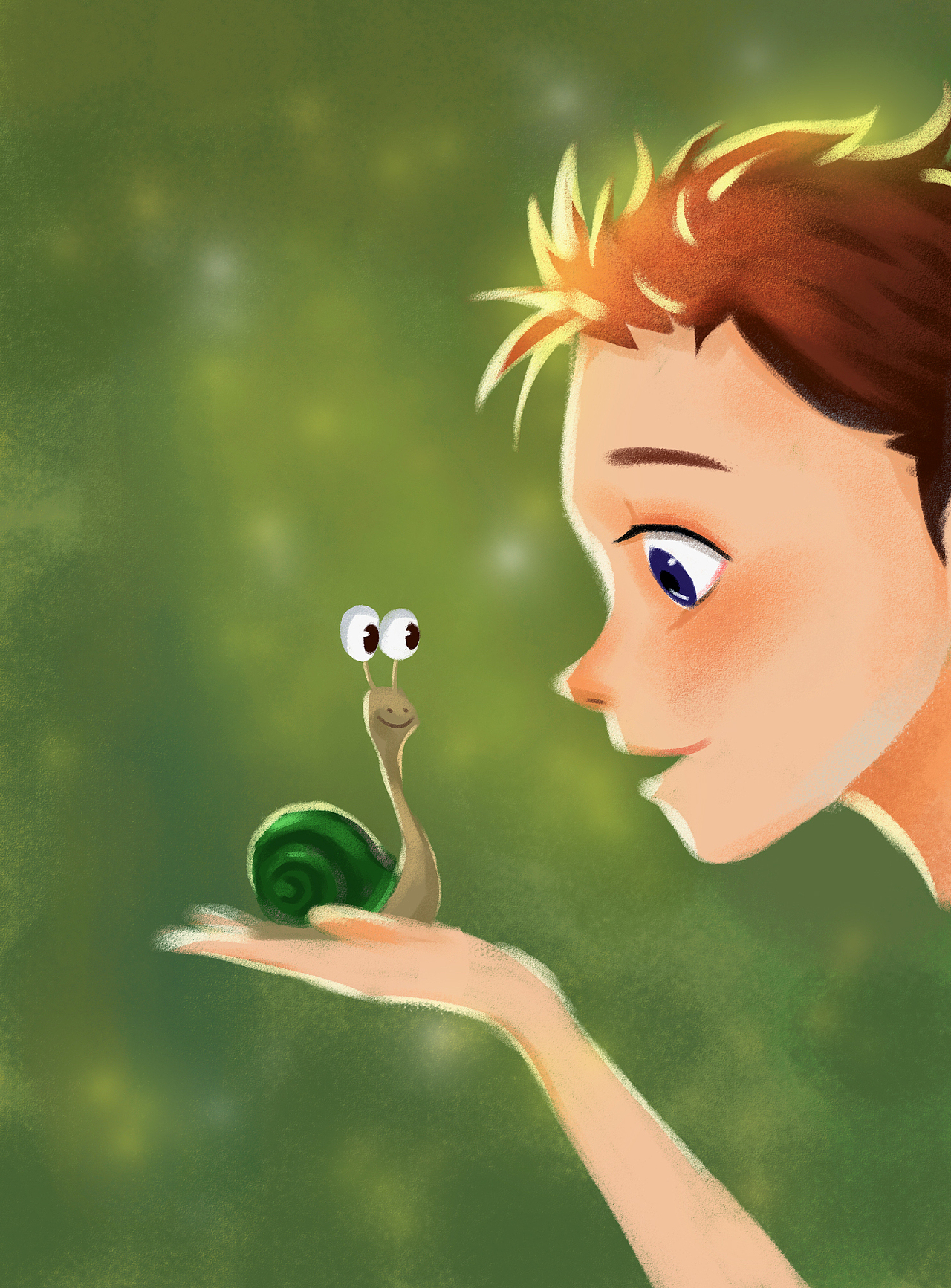 手绘插画 小女孩 小男孩