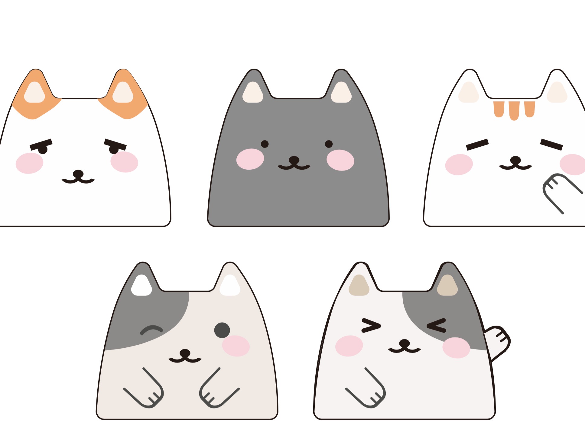 卡通可爱动物猫咪狗狗矢量手绘头像形象设计