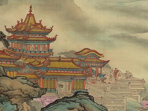 传统工笔画界画中的古建筑设计（王军河绘）