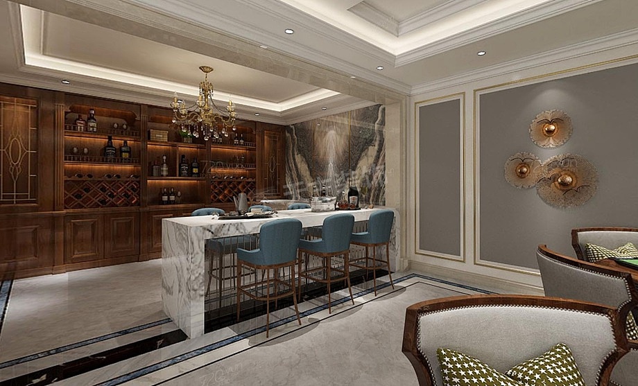 江津恒大金碧天下装修案例,浪漫法式双拼别墅设计图