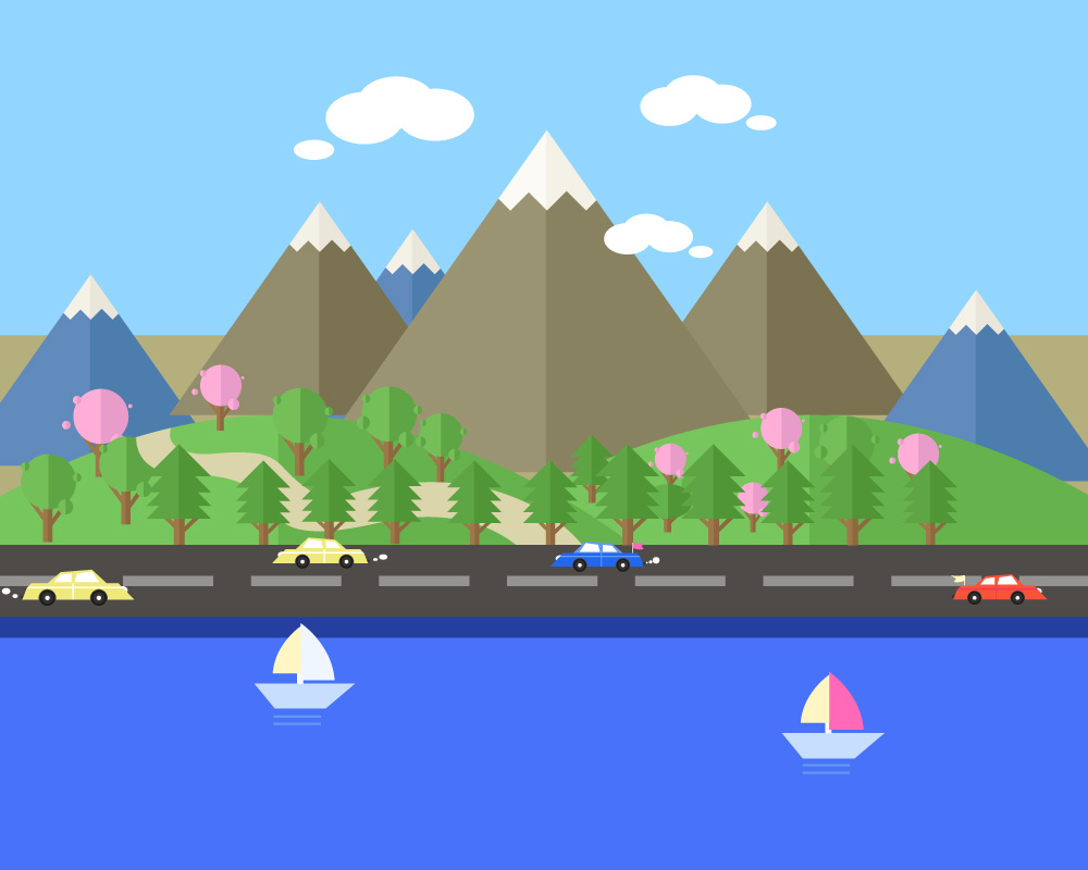 扁平化风景-外出