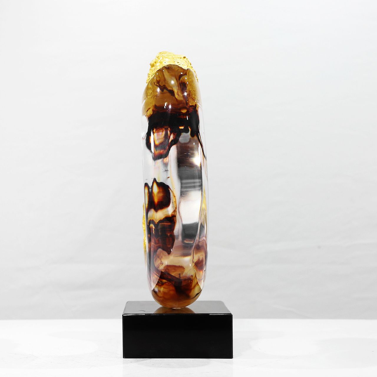 月牙透明雕塑摆件中国风酒店大堂样板间客厅桌面摆饰