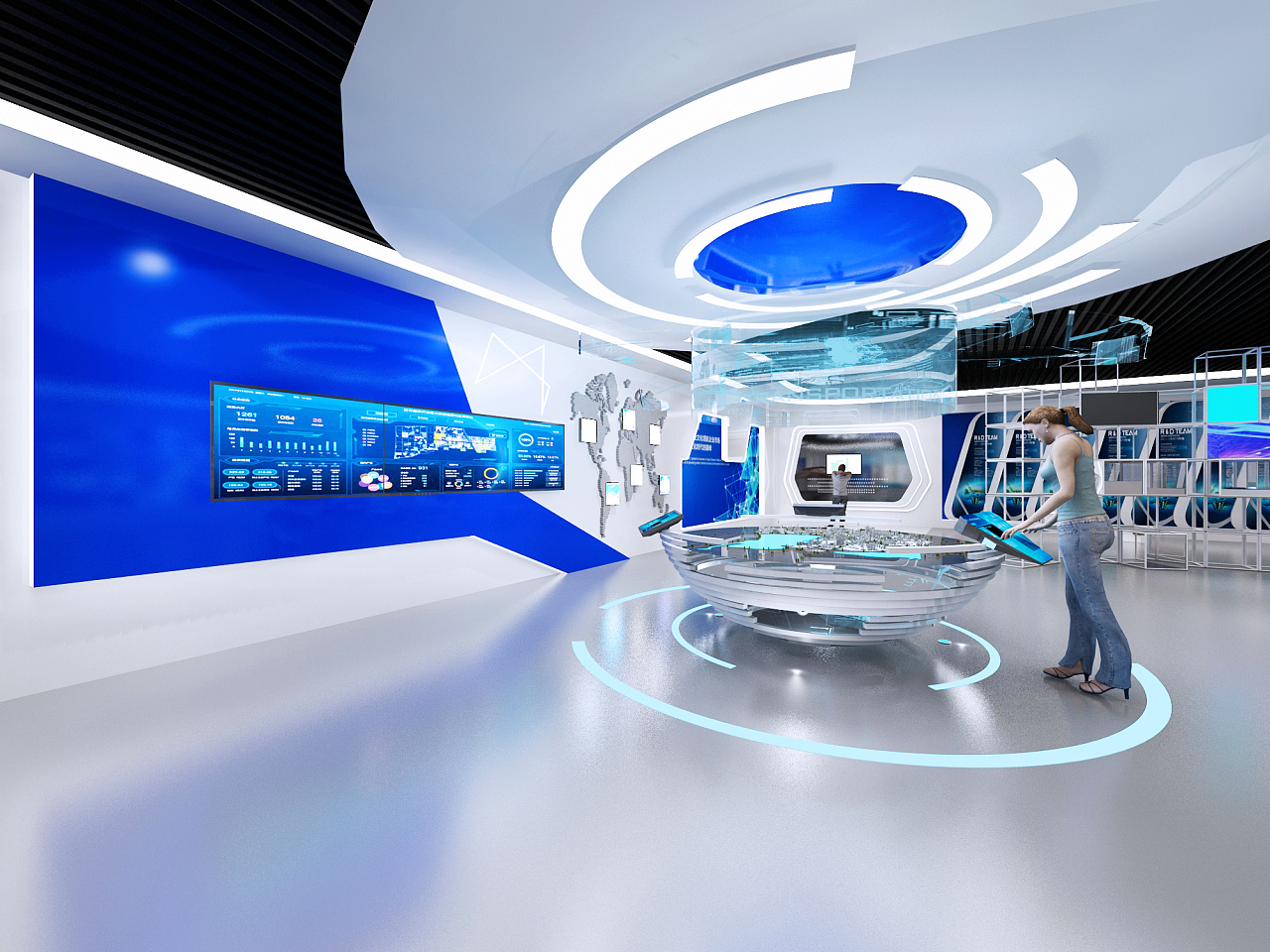 化工类企业展台科技感现代风3d效果图设计