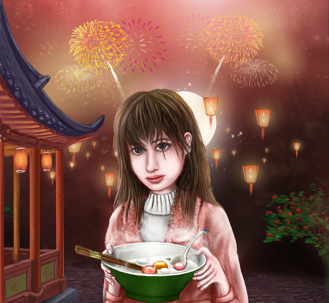 元宵快乐，赶快吃汤圆（图ZMTQ1NDI4MzQ4） - 商业插画 - 站酷设计师Mmale原创素材 - 站酷ZCOOL