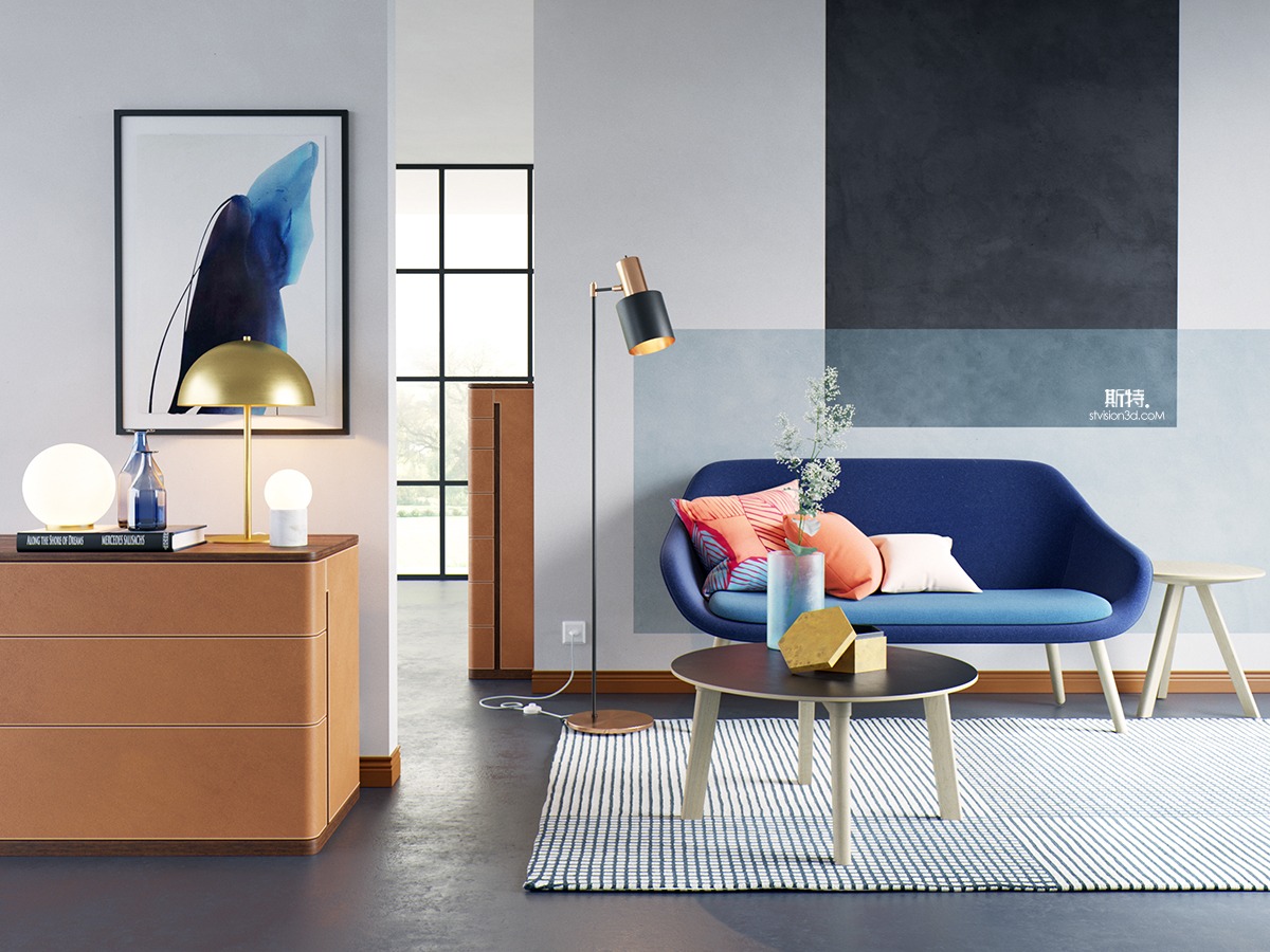 Blue sofa rendering