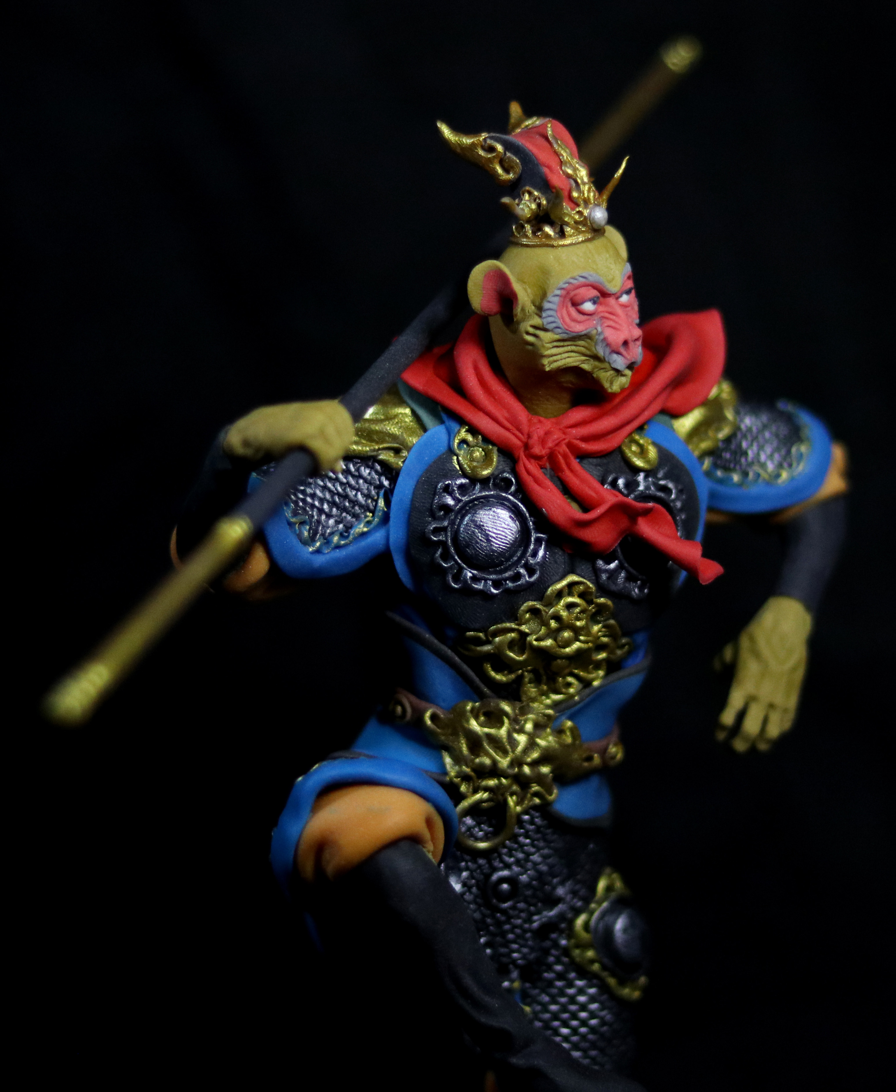 塑新斋潘纪坤手作彩塑作品之悟空大圣