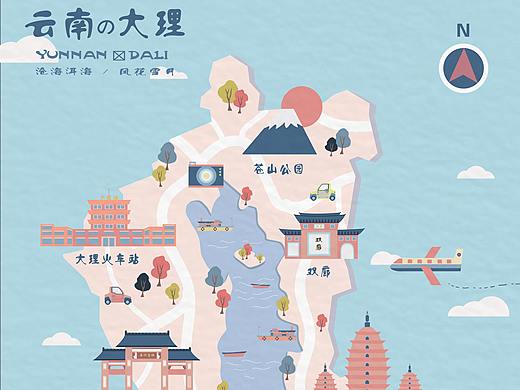 大理地图 插画