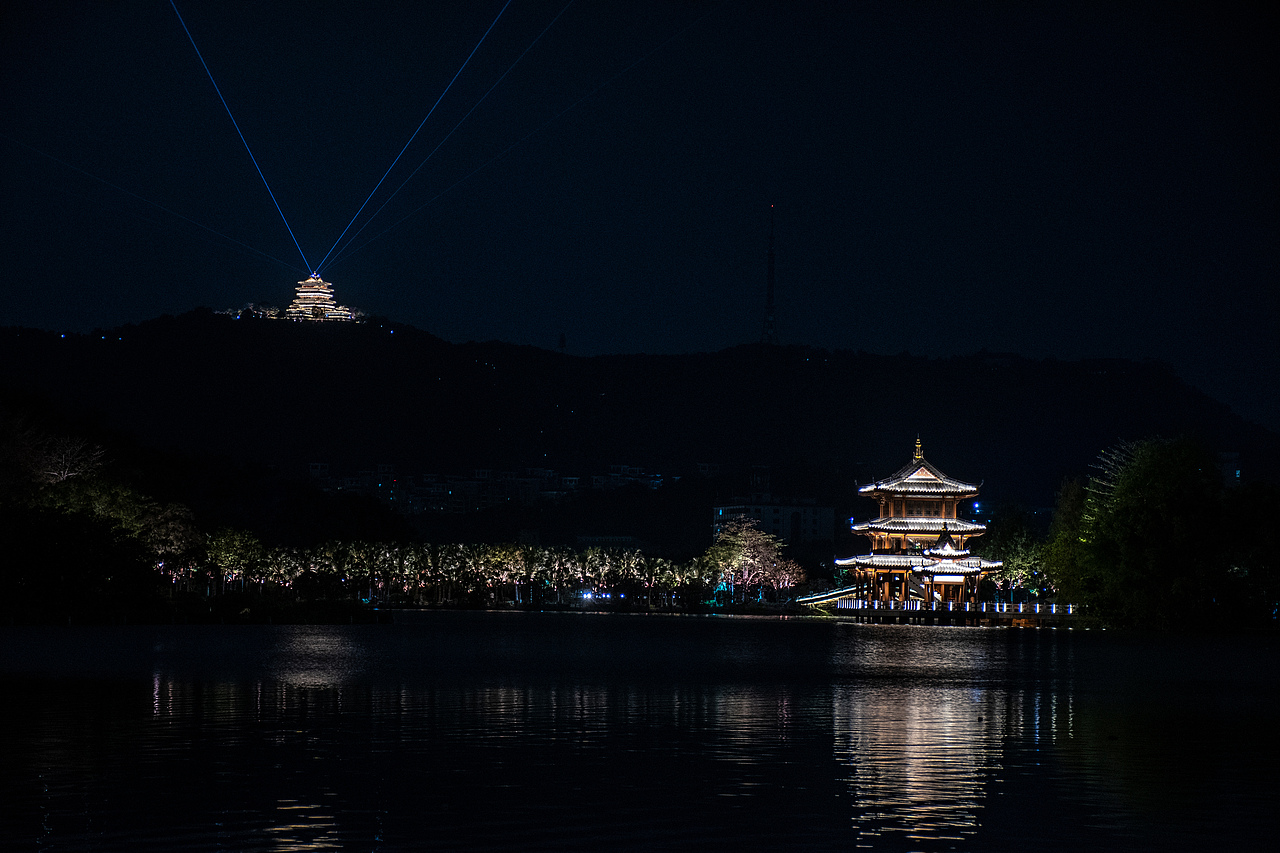 惠州西湖名胜风景区夜景