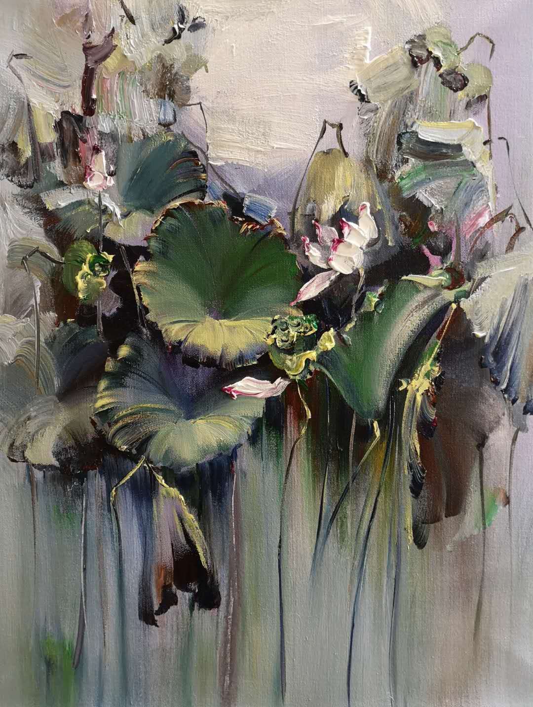 邓宇意象油画.荷塘