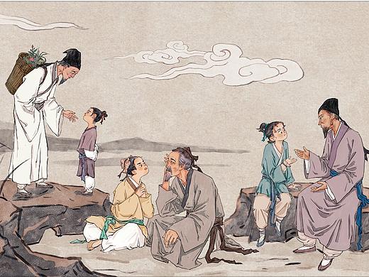 插画 中医望闻问切 