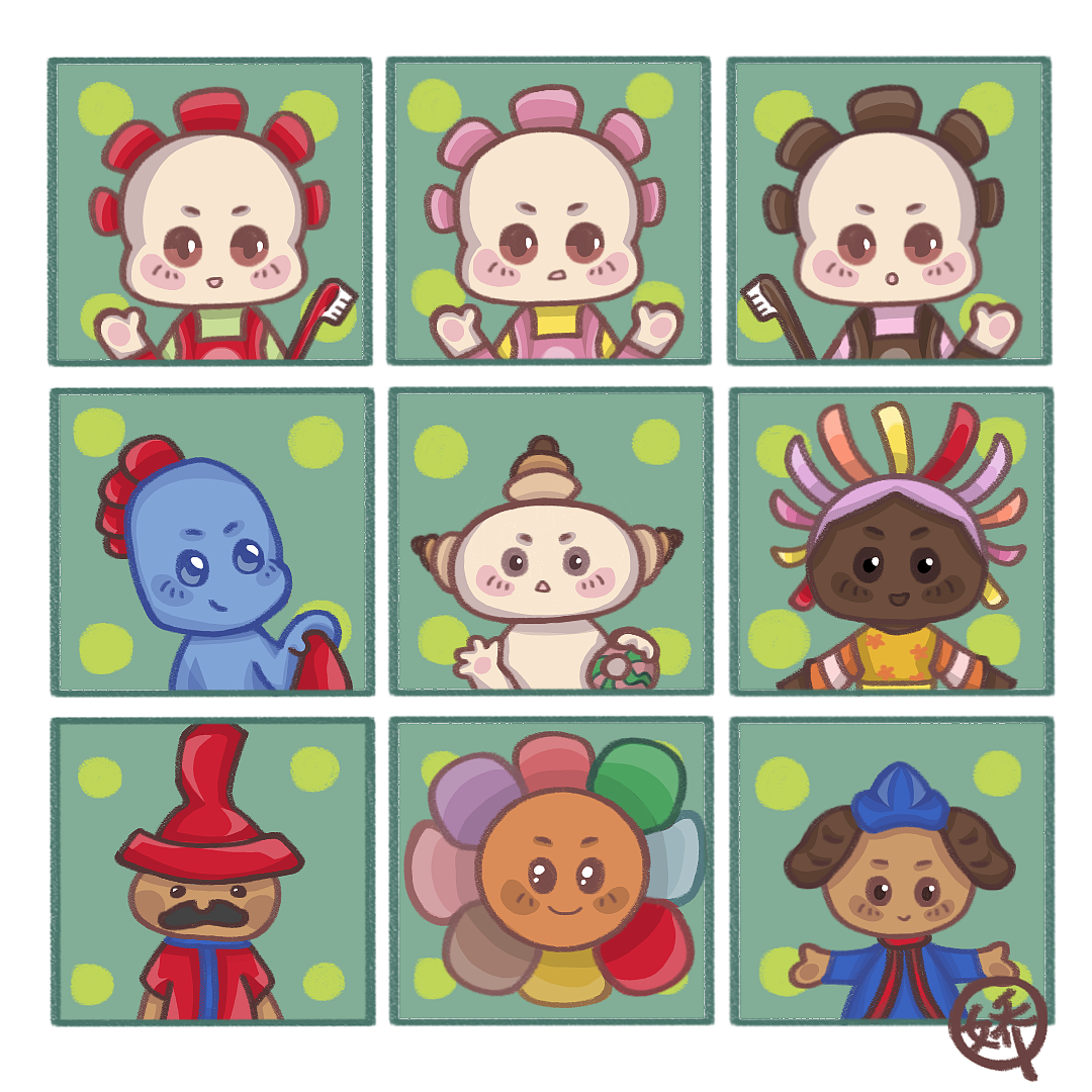 九宫格系列（图ZMjY4MTAxNDAw） - 儿童插画 - 站酷设计师辣娇君原创素材 - 站酷ZCOOL