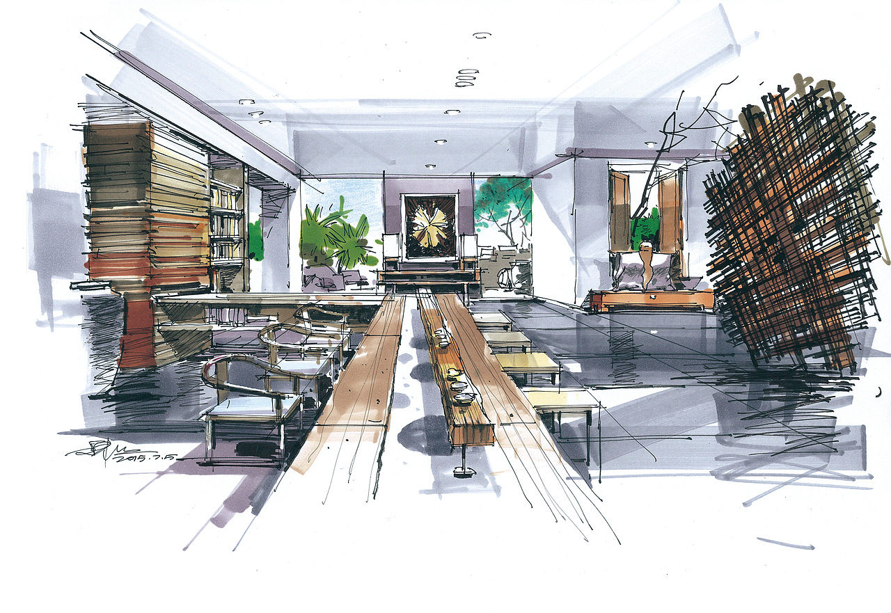 考研快题】40㎡单身公寓室内快题设计手绘表达【集尤客手绘作品分享】