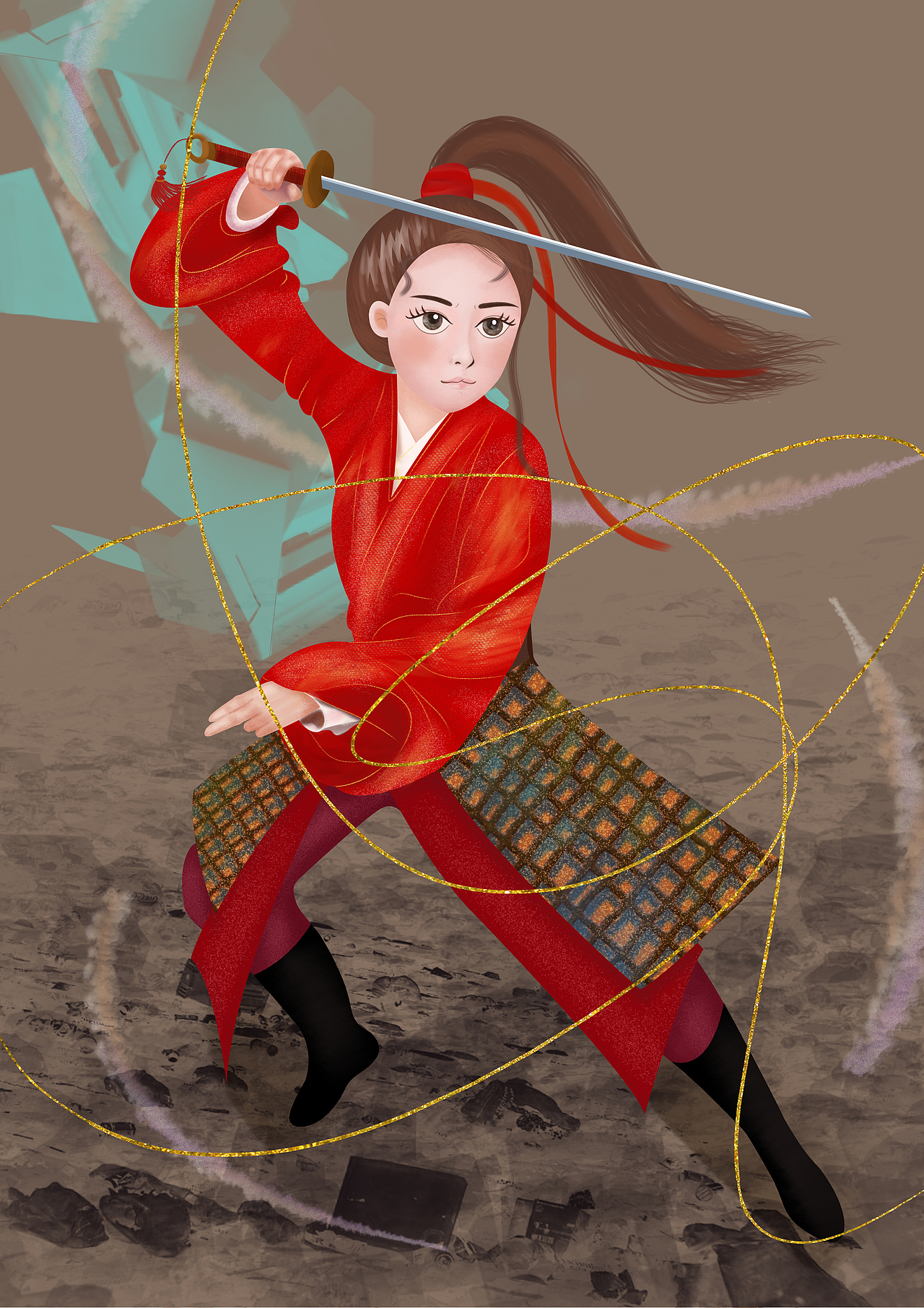 花木兰插画（图ZMjI5MzAyNzA0） - 创作习作 - 站酷设计师楚光晨曦原创素材 - 站酷ZCOOL