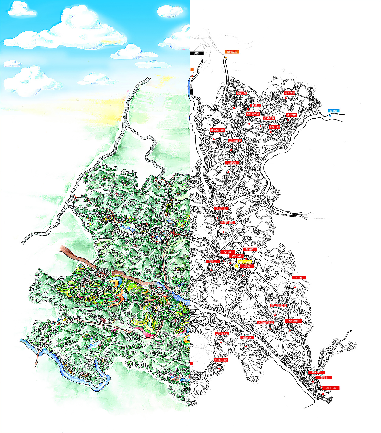 手绘地图美丽红河州