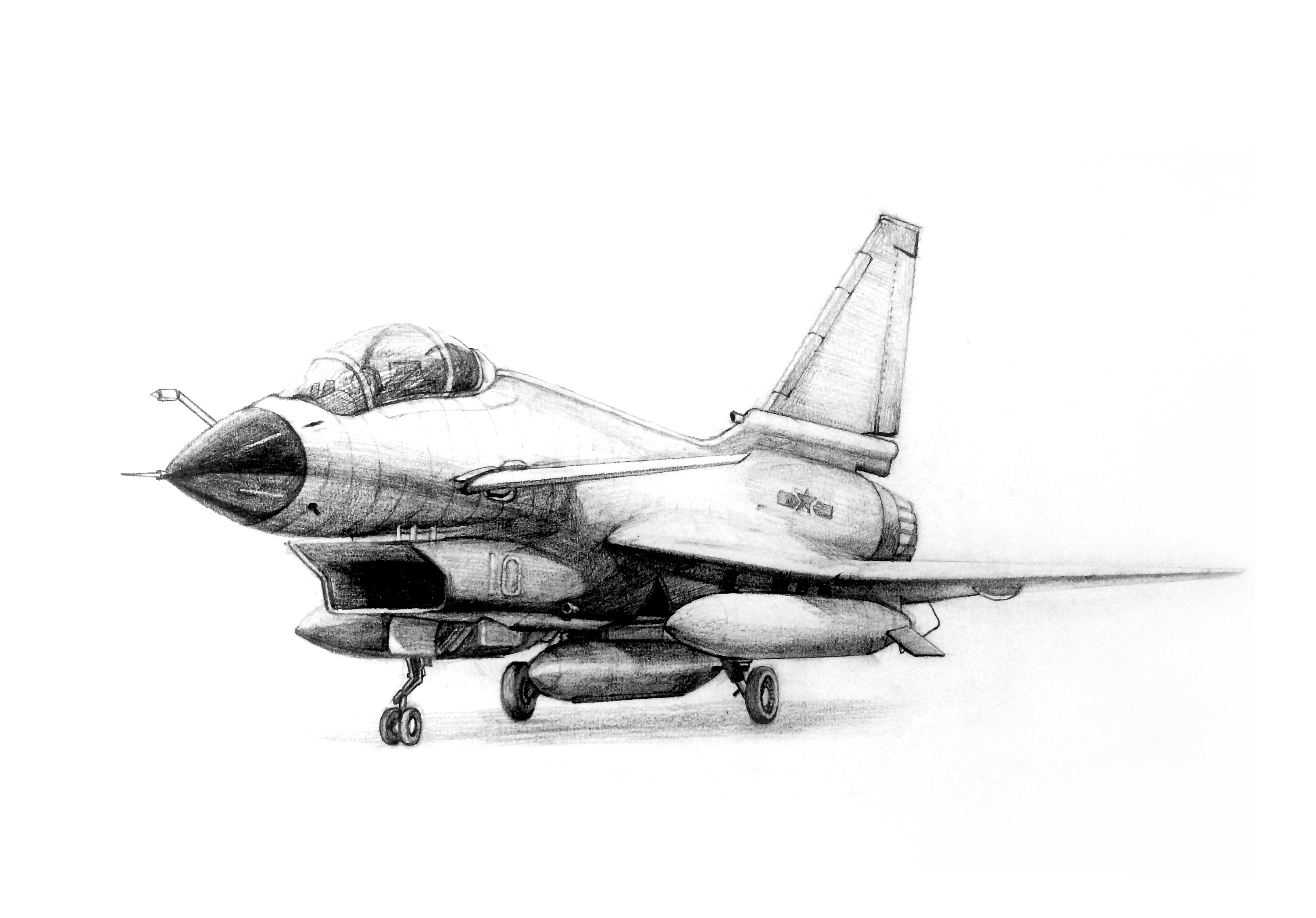 苏27战斗机素描图片