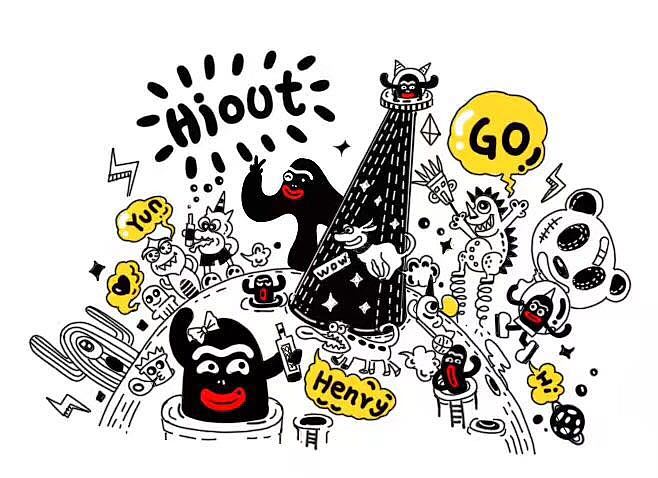 嗨团建手绘logo墙（图ZODk0MzY0MzI=） - 商业插画 - 站酷设计师飞鱼92原创素材 - 站酷ZCOOL