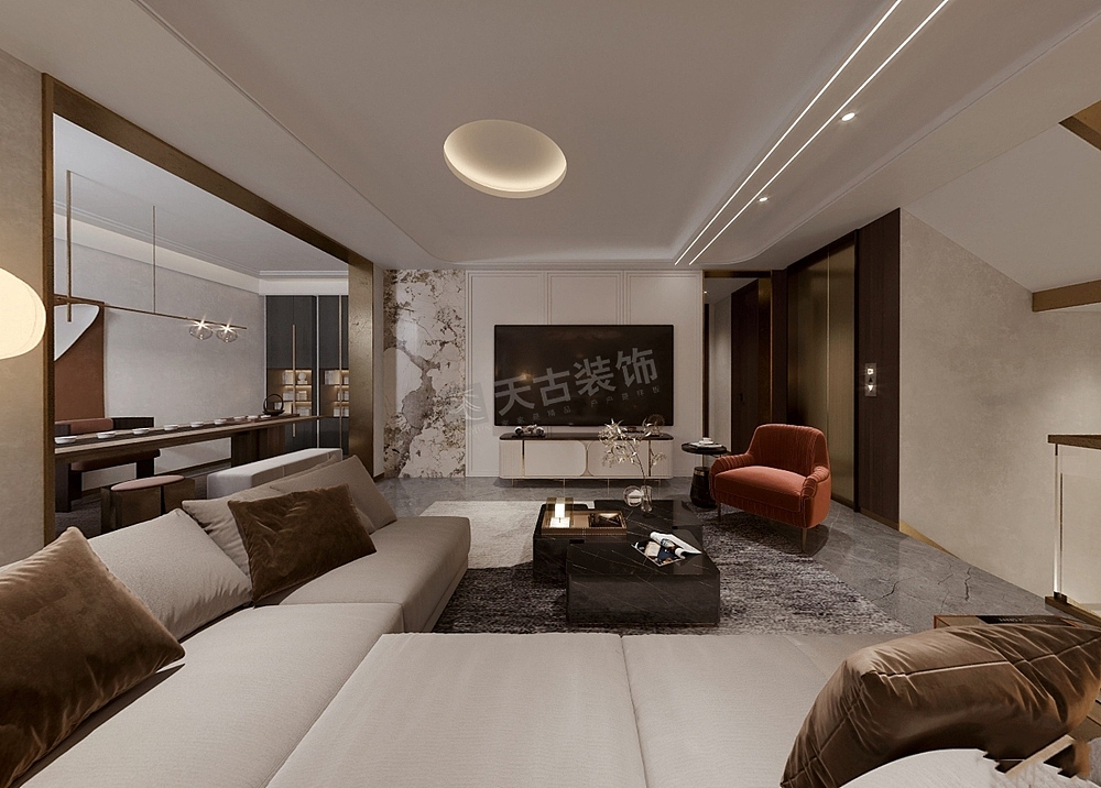 重庆力帆棠悦装修案例,力帆棠悦联排别墅现代代格设计