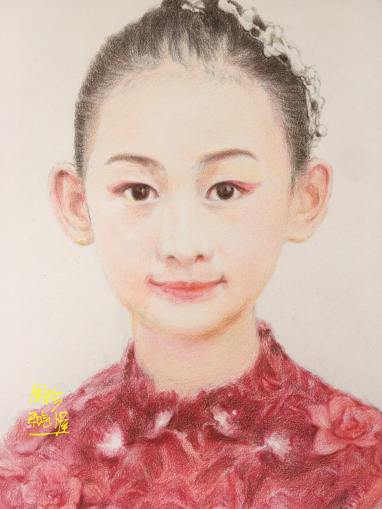 昨天完成的一张四开彩铅画《学生》