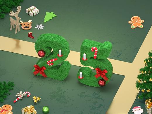 圣诞节三维主题作品（个人主页-ZNDE4NzY4NDA=） - 场景 - 站酷设计师森活鱼块SenhuoYu原创素材 - 站酷ZCOOL