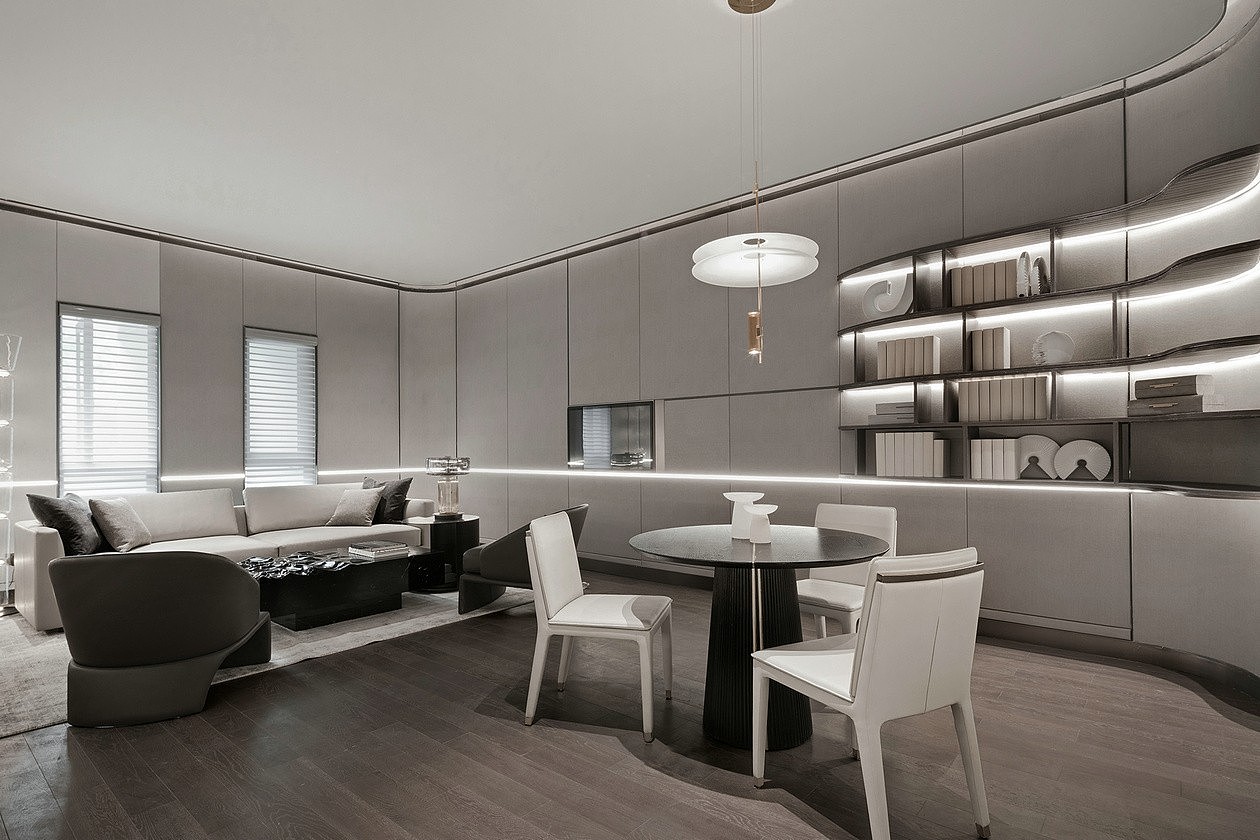 黑白纹理空间的售楼部设计