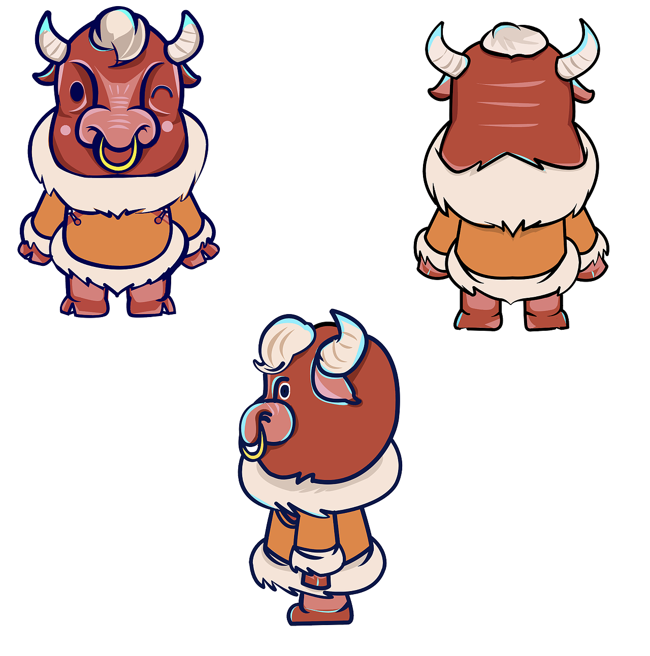 ip形象小牛三视图