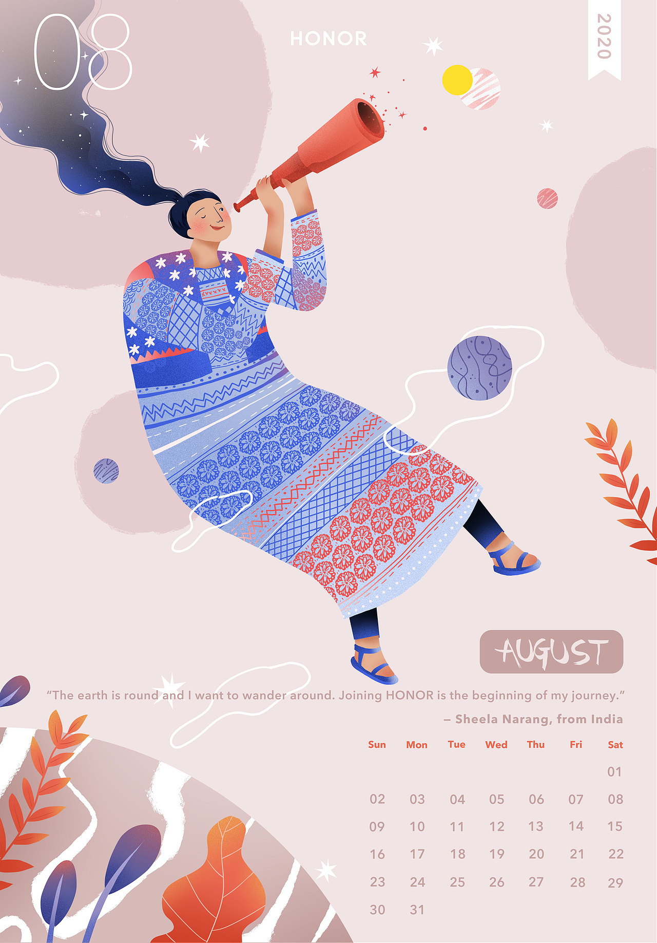 【插画】HONOR海外粉丝日历（图ZMjAxMjM2MDYw） - 商业插画 - 站酷设计师kianey羊原创素材 - 站酷ZCOOL