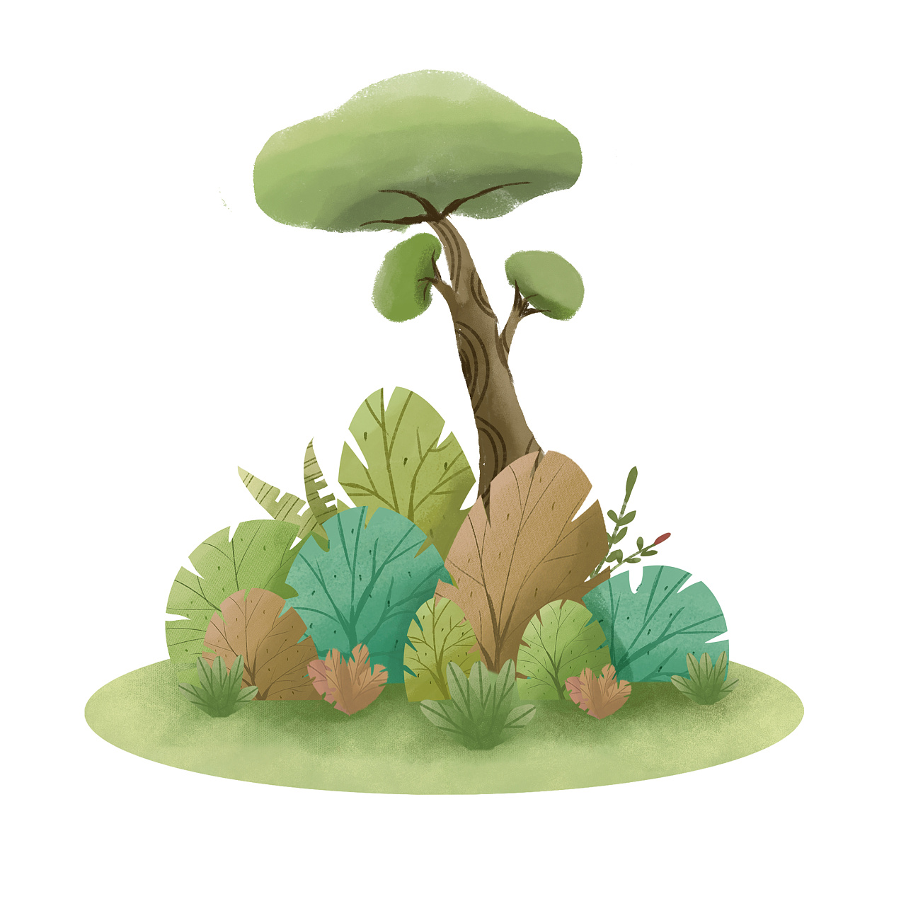 绘本植物小场景插画