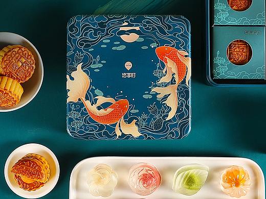 国潮风月饼三层礼盒详情页设计