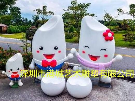 大米品牌形象吉祥物玻璃钢丝苗米卡通公仔雕塑像定制价