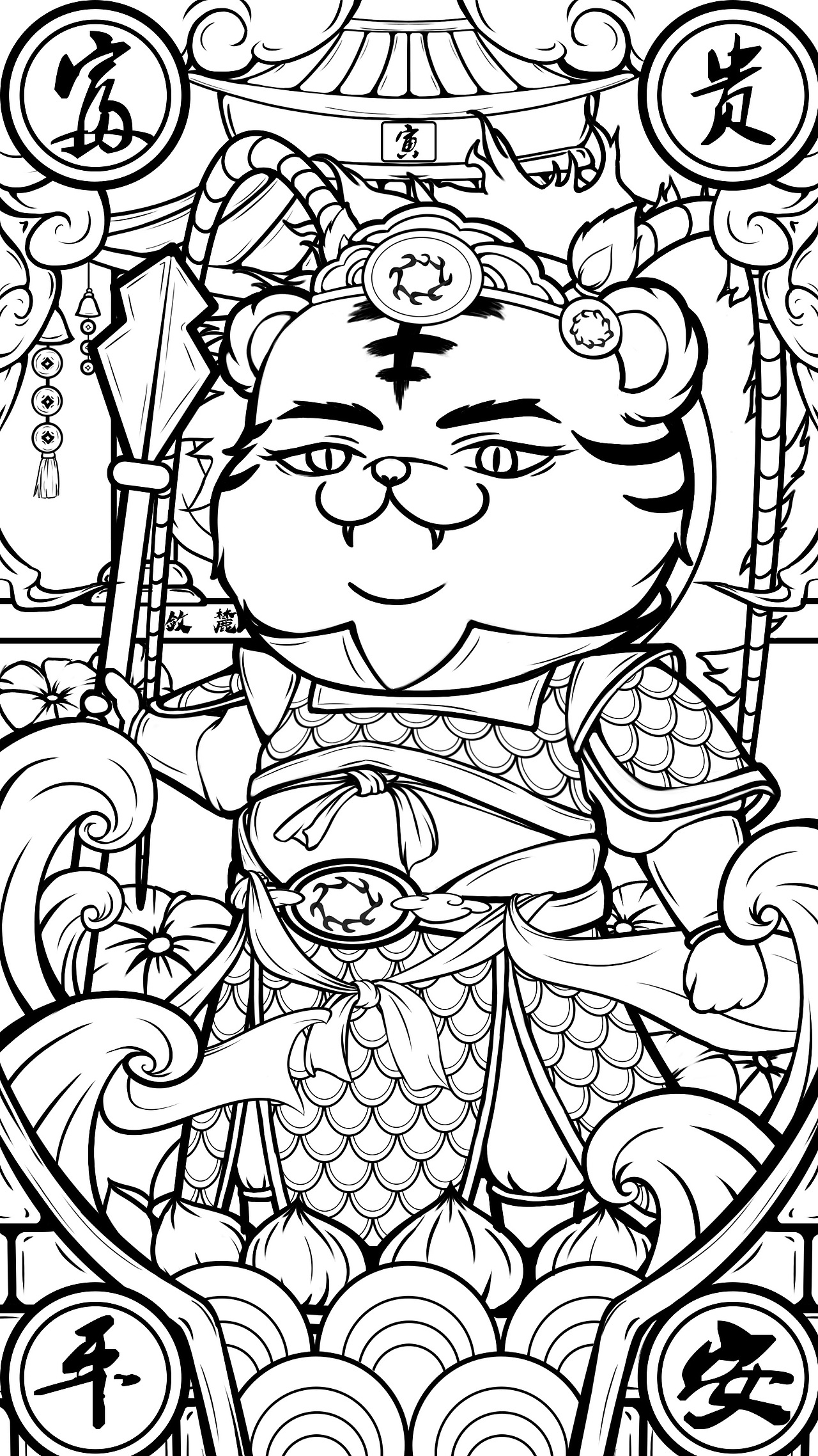 一对国潮虎《吉祥如意》《富贵平安》（图ZMjgzNTU2Mjcy） - 商业插画 - 站酷设计师敛麓原创素材 - 站酷ZCOOL