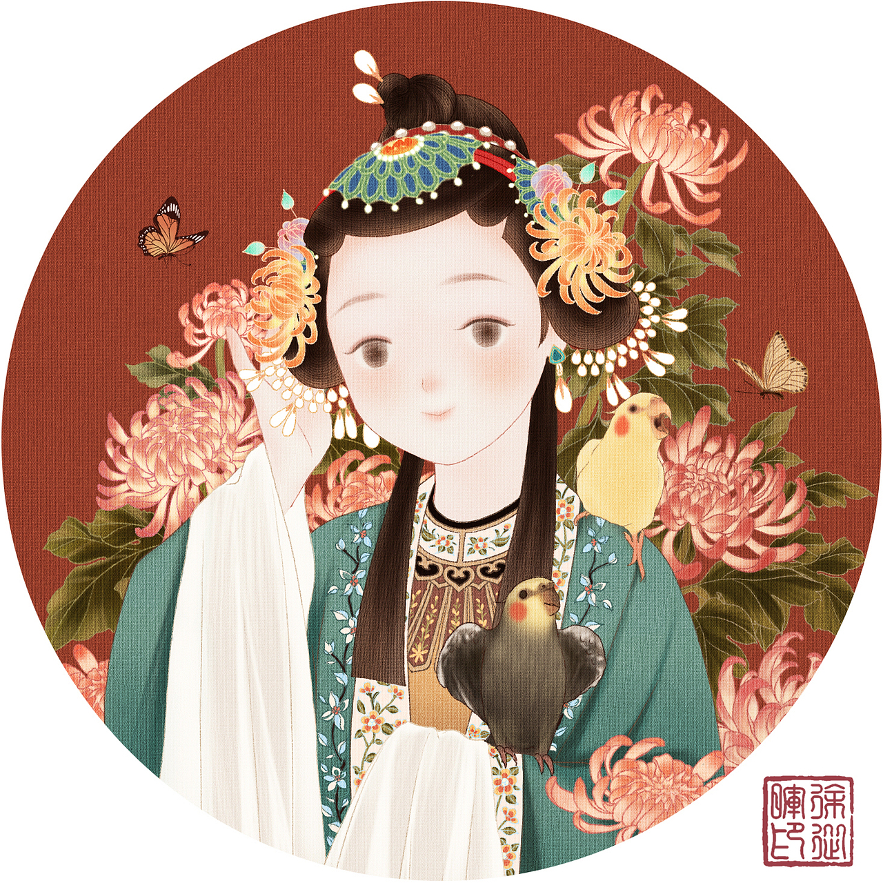 清代小头像系列插画