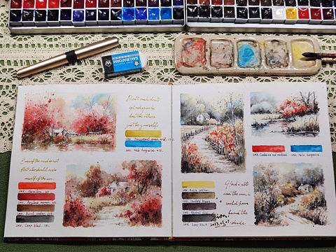 水彩风景配色笔记（个人主页-ZNjU4NzU1NzI=） - 绘画 - 站酷设计师Sion在画画原创素材 - 站酷ZCOOL