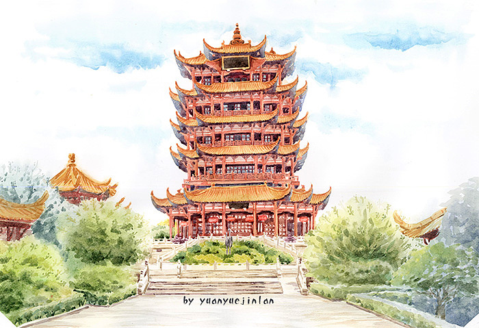 武汉景点水彩,第二部分重庆/插画师/7年前/2858浏览鸢月堇岚