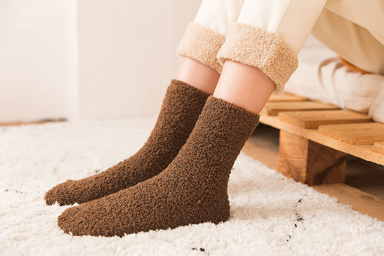 2019秋冬加厚女袜睡眠袜摇粒绒袜子加厚地板袜