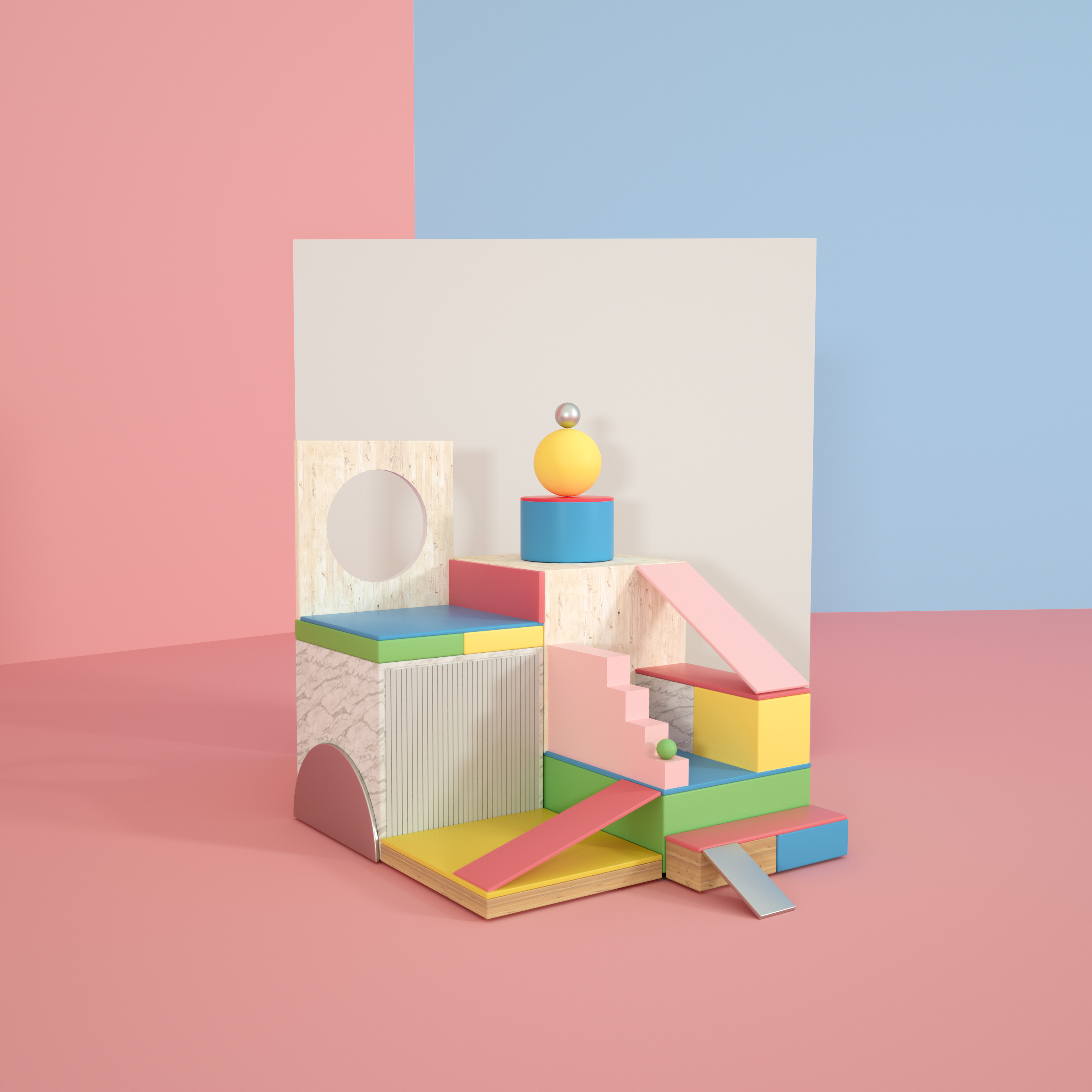 [模仿]几何体组合场景渲染