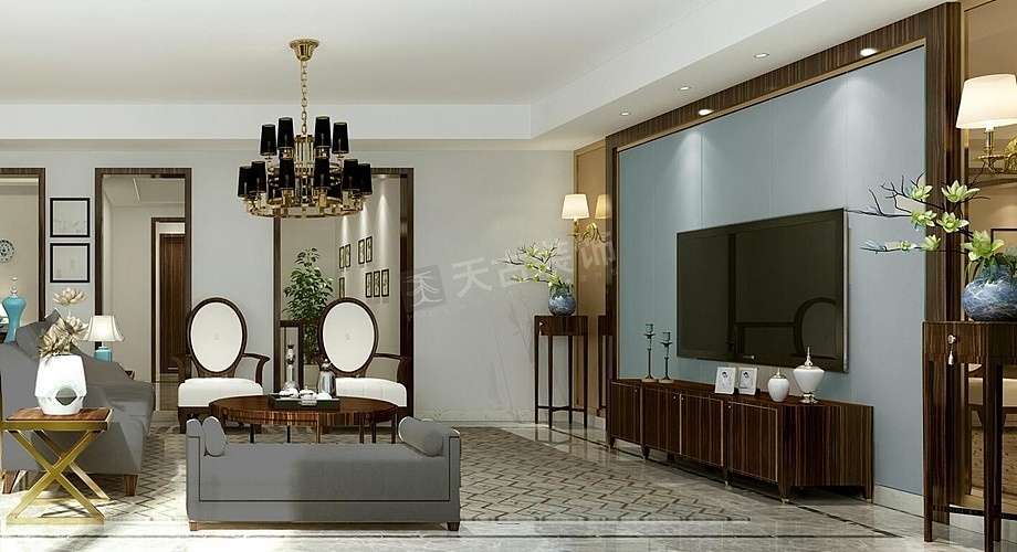 渝北中央公园叠拼别墅金茂墅装修-现代港式风格设计图