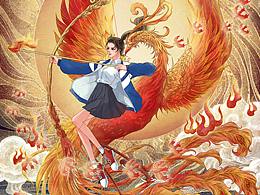 新國(guó)潮游戲概念角色——朱雀丁果果