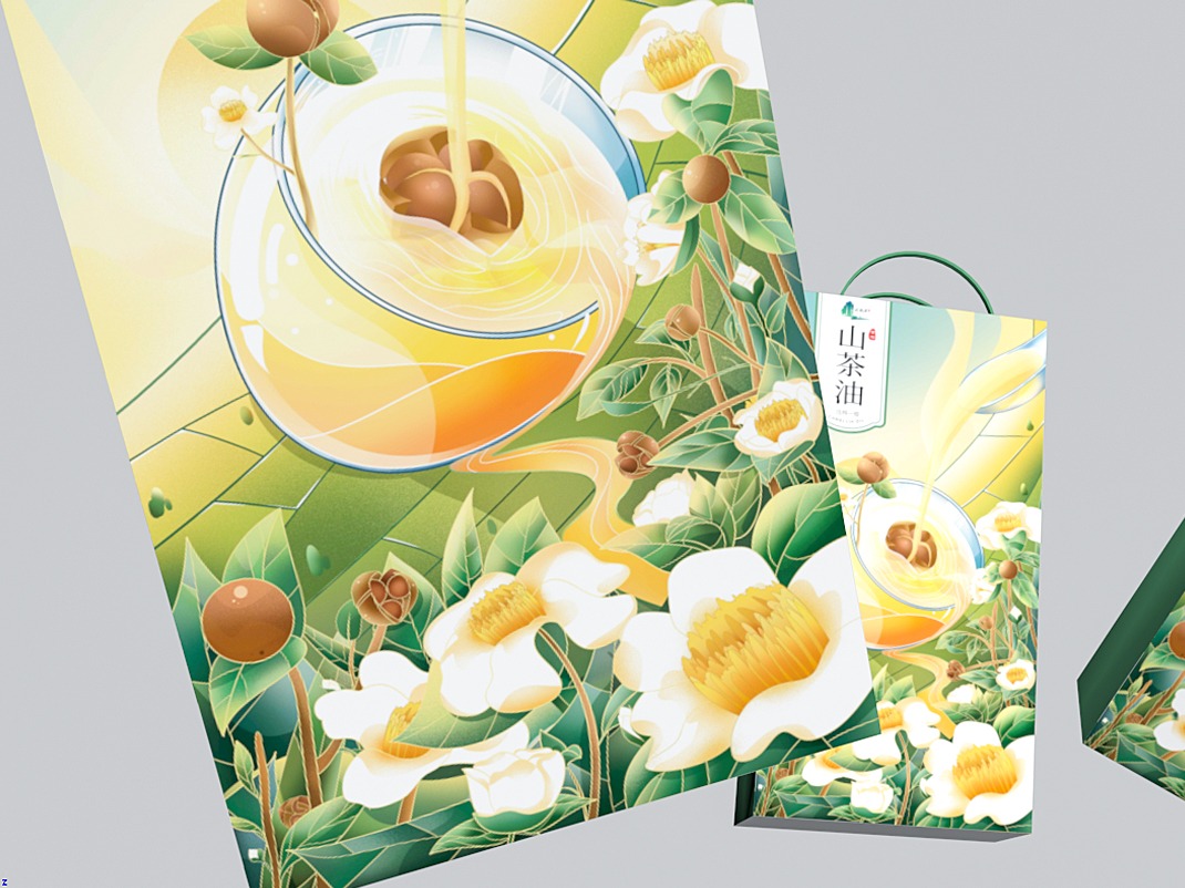 茶油插画包装图片
