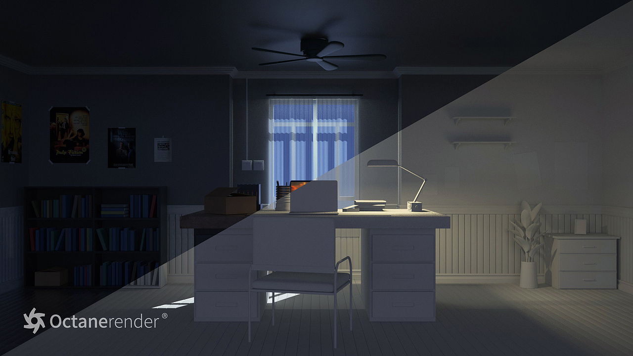 C4D室內(nèi)場(chǎng)景建模渲染練習(xí)（圖ZMjcwNTI5NjI0） - 建筑/空間 - 站酷設(shè)計(jì)師本吾原創(chuàng)素材 - 站酷ZCOOL