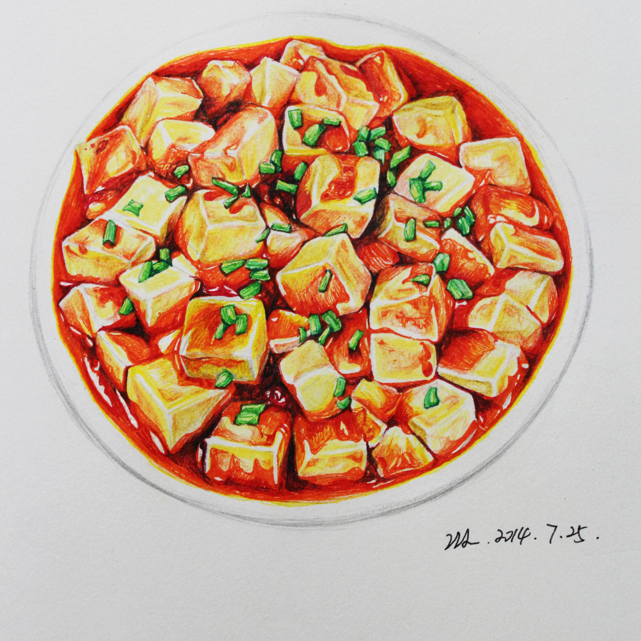 麻婆豆腐简单画法图片