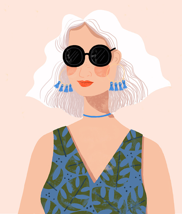 单人-墨镜女.|插画|创作习作|mky_design_临摹作品-站酷zcool