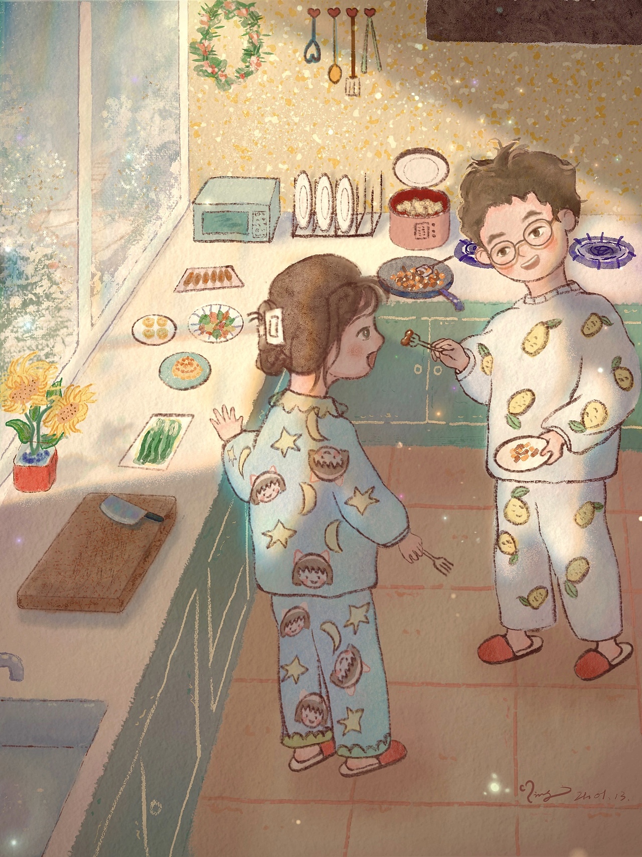 情侣插画（图ZMjk0MzM2ODc2） - 绘本 - 站酷设计师Ying的画原创素材 - 站酷ZCOOL