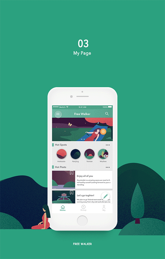 Free Walker —— 一款旅行社交分享APP（图ZODc5NzQzMTI=） - APP界面 - 站酷设计师胖达PandaCHEN原创素材 - 站酷ZCOOL