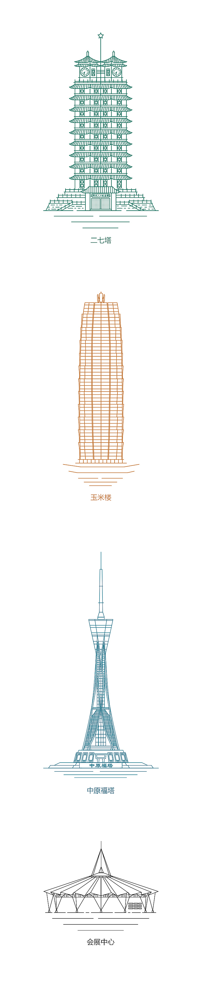 描邊鄭州地標(biāo)（圖ZODI2MTk0NDQ=） - 創(chuàng)作習(xí)作 - 站酷設(shè)計(jì)師王小姐姐原創(chuàng)素材 - 站酷ZCOOL