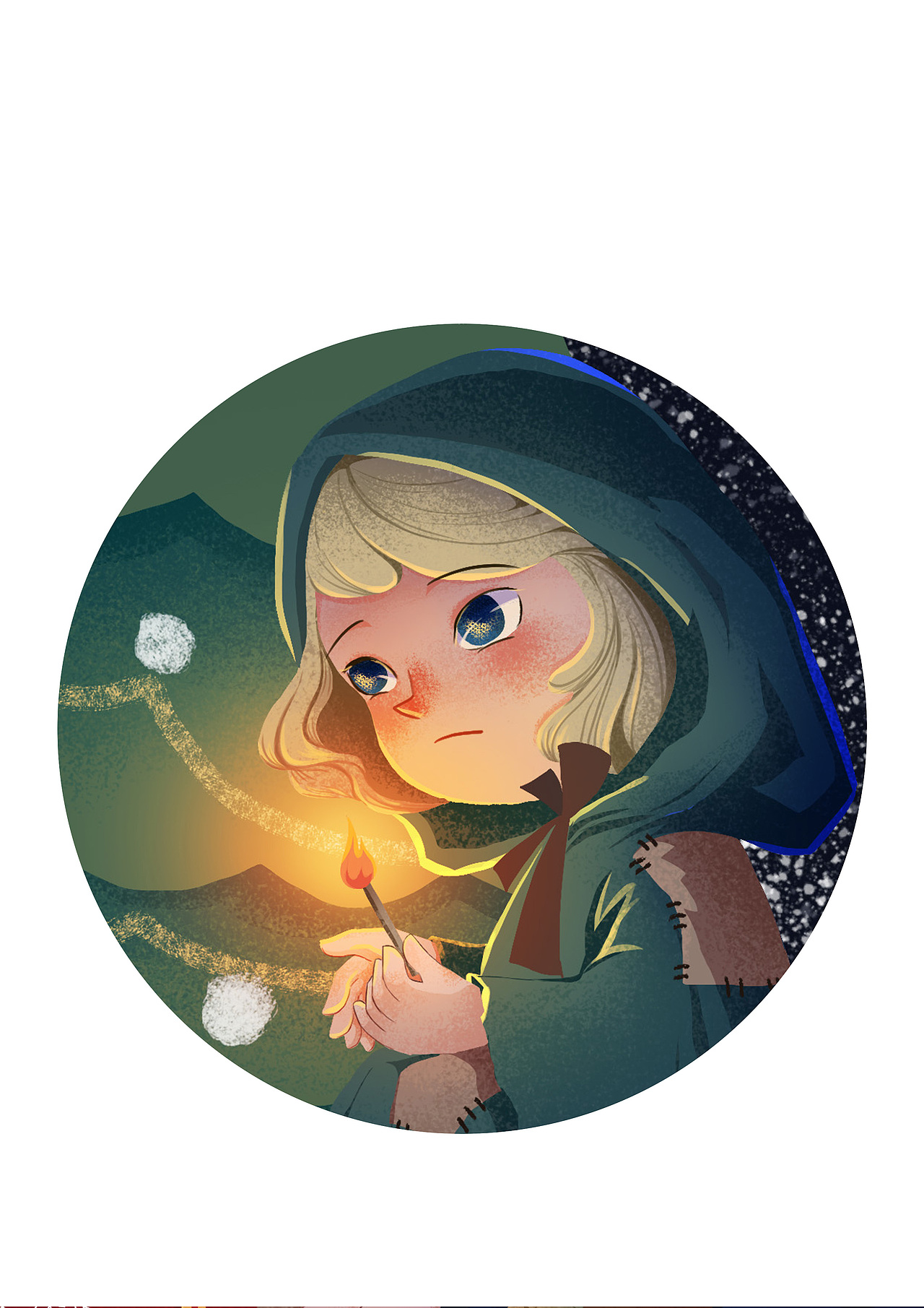 卖火柴的小女孩（图ZMjAyNzU0NDI0） - 儿童插画 - 站酷设计师陈大斧子原创素材 - 站酷ZCOOL