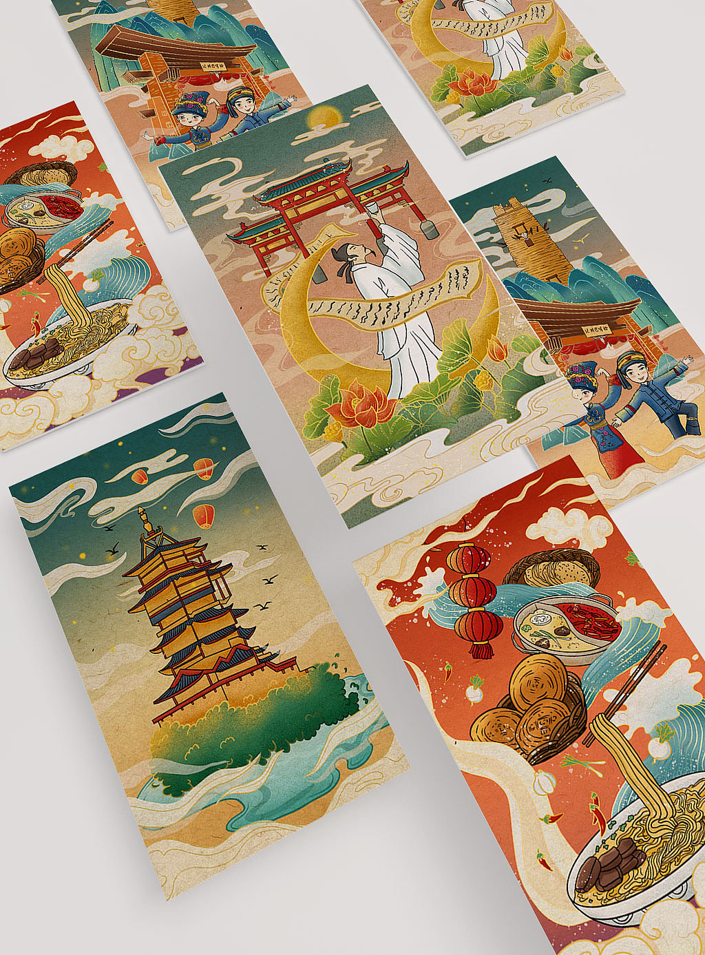 中国风城市文化插画